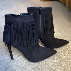 Aldo suede tasseled heeled booties